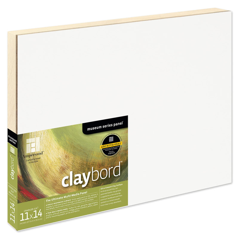 Ampersand Art Supply Wood Painting Panel: Museum Series Claybord, 11" x 14", 3/4 Inch Depth - NewNest Australia