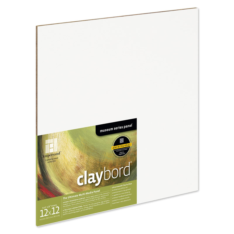 Ampersand Art Supply CBS122 Wood Painting Panel: Museum Series Claybord, 12" x 12", 1/8 Inch Depth - NewNest Australia