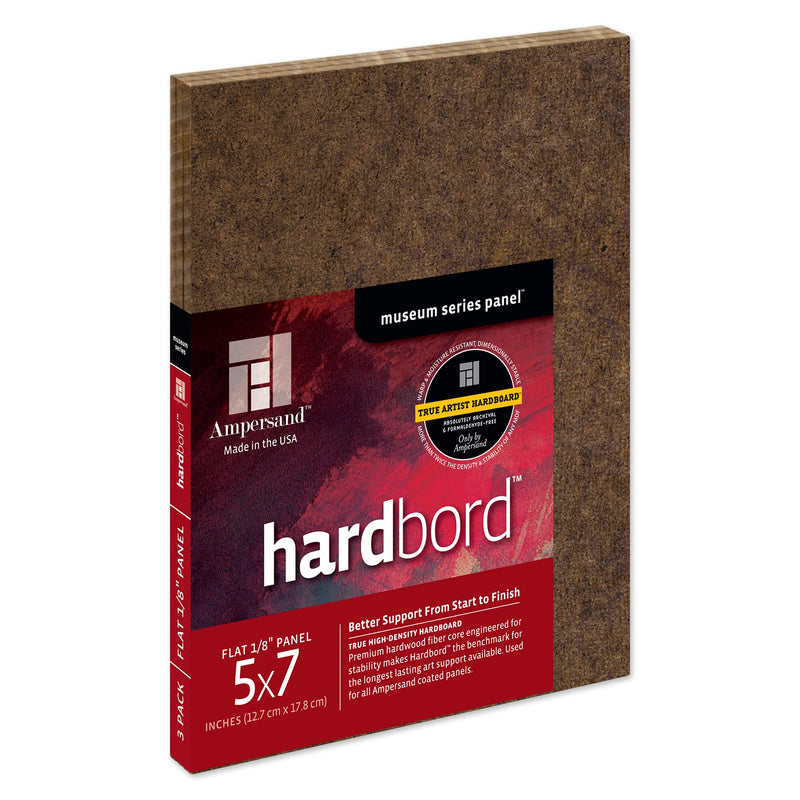 Ampersand Art Supply Hardboard Wood Painting Panel: Museum Series Hardbord, 5"x7", 1/8 Inch Flat Profile, Pack of 3 3 Pack 5"x7" - NewNest Australia