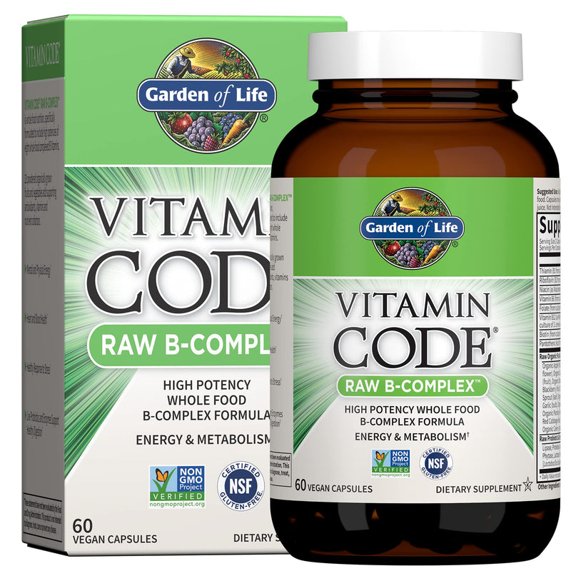 Garden of Life Vitamin B Complex - Vitamin Code Raw B Complex - 60 Vegan Capsules, High Potency B Complex Vitamins for Energy & Metabolism with B6, Folate & B12 as Methylcobalamin Plus Probiotics 60 Count (Pack of 1) - NewNest Australia