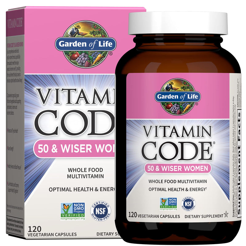 Garden of Life Multivitamin for Women 50 & Over, Vitamin Code Women 50 & Wiser Multi, Vitamins for Women 50 Plus with B Vitamins, Vitamins A, C, D3, E & K, CoQ10, Probiotics & Enzymes, 120 Capsules 120 Count (Pack of 1) - NewNest Australia