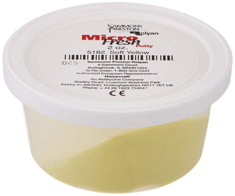 Sammons Preston - 48642 Micro-Fresh Putty, Antibacterial, Antifungal, and Antimicrobial Therapy Putty for Hands and Feet Exercises, Color Coded Non-Toxic Clay, Soft Yellow, 2 Ounces - NewNest Australia