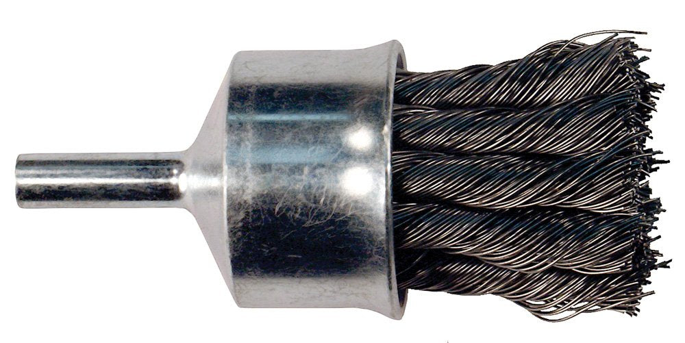PFERD 83079 Stem Mounted Power Knot Wire End Brush, Round Shank, Carbon Steel Bristle, 1" Diameter, 0.014" Wire Size, 20000 Maximum RPM, 1/4" Shank Diameter - NewNest Australia