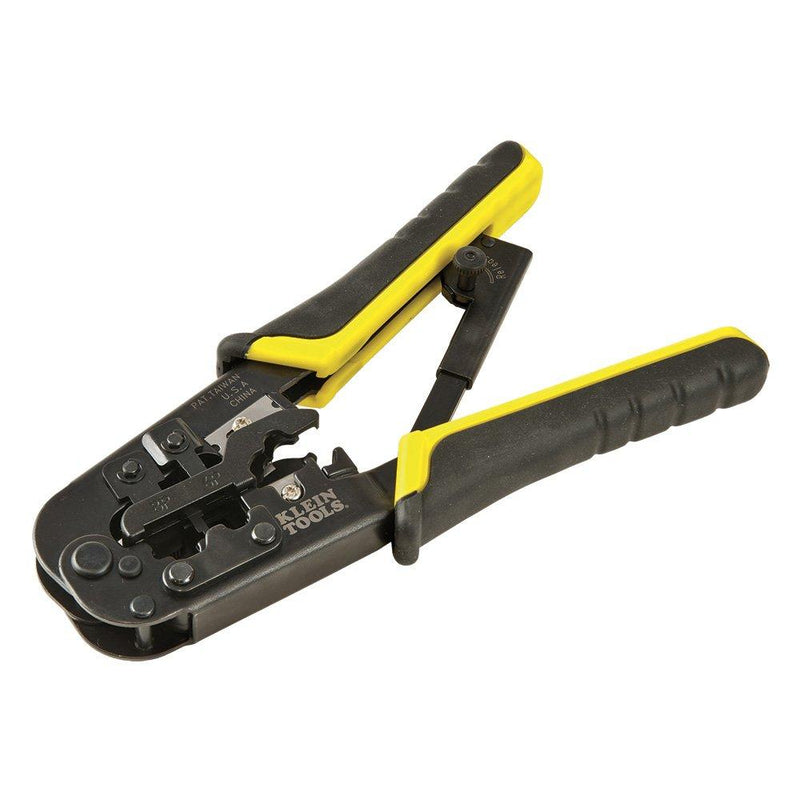 Klein Tools - 52767 VDV226-011-SEN Crimper, All-in-One Ratcheting Modular Data Cable Crimper / Wire Stripper / Wire Cutter, for RJ45, CAT5e, CAT6, CAT6A Yellow/Black - NewNest Australia