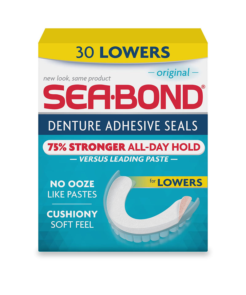 Sea Bond Secure Denture Adhesive Seals Lowers Original, Zinc Free, All Day Hold, Mess Free, 30 Count Pack of 1 - NewNest Australia