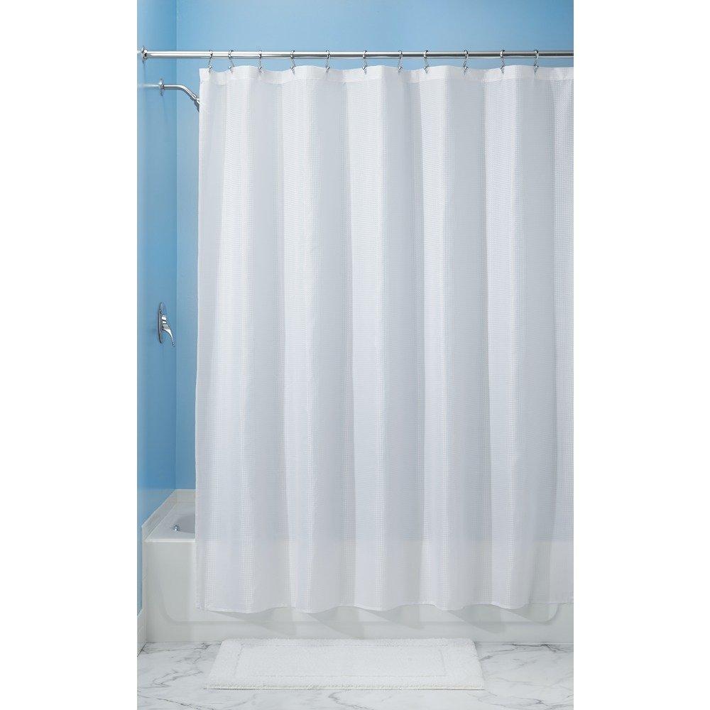 iDesign Carlton Stall Size Waffle Fabric Bathroom Shower Curtain - 54" x 78", White - NewNest Australia