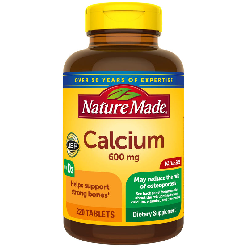 Nature Made Calcium 600 mg Tablets with Vitamin D3, 220 Count Value Size (Packaging May Vary) - NewNest Australia