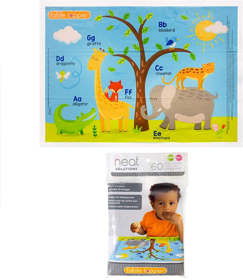 Neat Solutions Table Topper Disposable Stick-on Placemats in Reusable Package, Gender Neutral, 12" x 18", 60 Count (Pack of 1) (Styles May Vary) - NewNest Australia