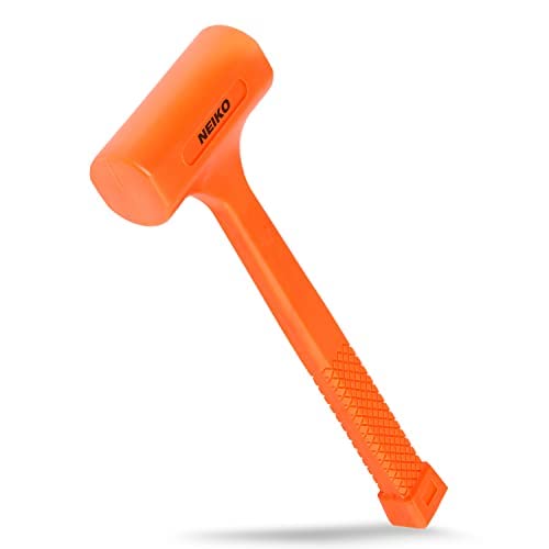 Neiko 02846A 1 LB Dead Blow Hammer, Neon Orange I Unibody Molded | Checkered Grip | Spark and Rebound Resistant 1 Pound - NewNest Australia