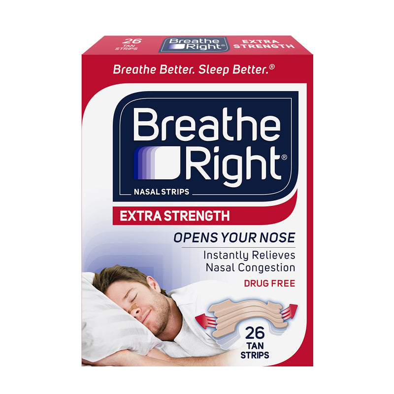 Breathe Right Nasal Strips, Extra Strength, Tan Nasal Strips, Help Stop Snoring, Drug-Free Snoring Solution & Instant Nasal Congestion Relief Caused by Colds & Allergies, 26 Count - NewNest Australia