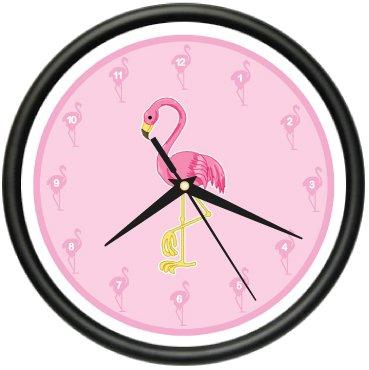 NewNest Australia - SignMission Wall Clock Pink Flamingos Kitchen Decor Gift, Beagle Dog pet Dogs Puppy Breeder, 1FLAMINGO 