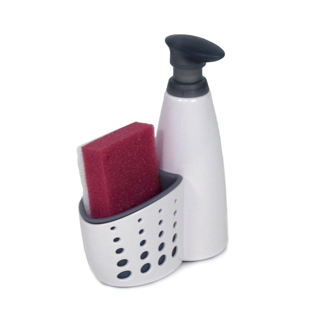 Casabella Sink Sider Kitchen Soap Pump and Sponge Caddy, White/Gray - NewNest Australia