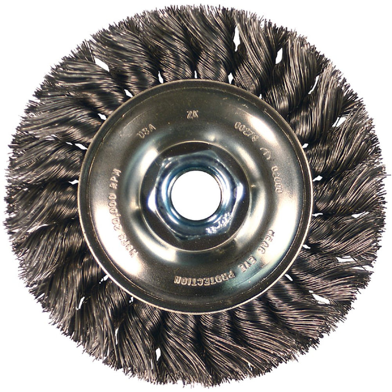 PFERD 82153 Power Knot Wire Wheel Brush with Standard Twist, Threaded Hole, Carbon Steel Bristles, 4" Diameter, 0.014" Wire Size, 5/8"-11 Thread, 20000 Maximum RPM - NewNest Australia