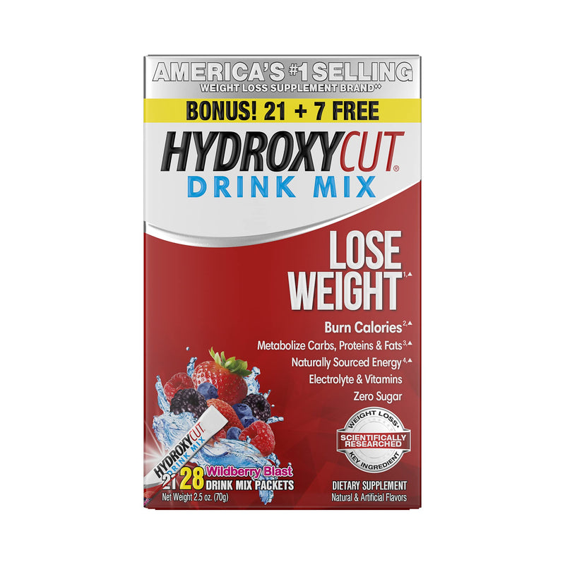 Weight Loss Drink Mix | Hydroxycut Lose Weight Drink Mix | Weight Loss for Women & Men | Weight Loss Supplement | Energy Drink Powder | Metabolism Booster for Weight Loss | Wildberry Blast, 28 Packets 28 Count (Pack of 1) - NewNest Australia