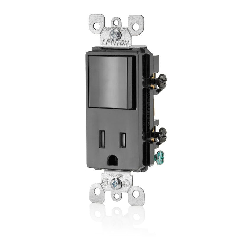 Leviton T5625-E Decora Combination Switch and Tamper-Resistant Receptacle, Black Image - NewNest Australia