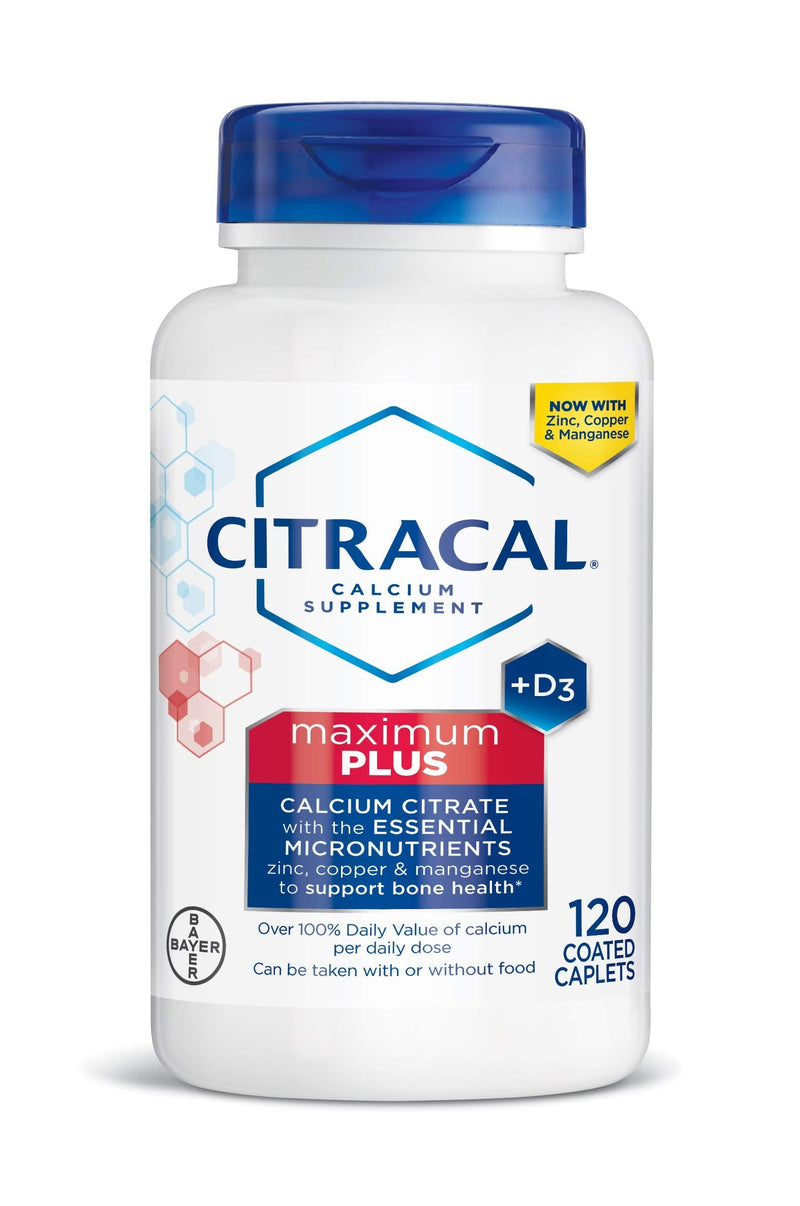Citracal Maximum Plus, Highly Soluble, Easily Digested, 630 mg Calcium Citrate With 1000 IU Vitamin D3, Bone Health Supplement for Adults, Caplets, 120 Count - NewNest Australia