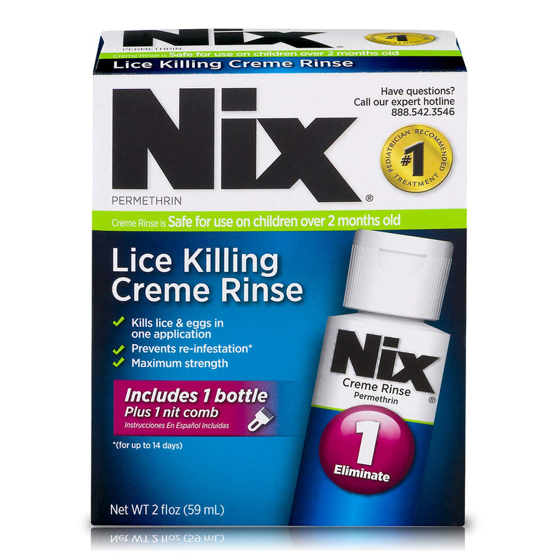 Nix Lice Killing Creme Rinse, 2 oz and Nit Comb to Remove Lice & Eggs from Hair Kit - NewNest Australia