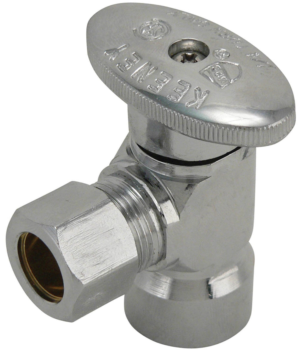 Keeney 2050PCLF 1/2-Inch FIP by 7/16-Inch or 1/2-Inch O.D. Lead Free Quarter Turn Angle Valve, Chrome - NewNest Australia