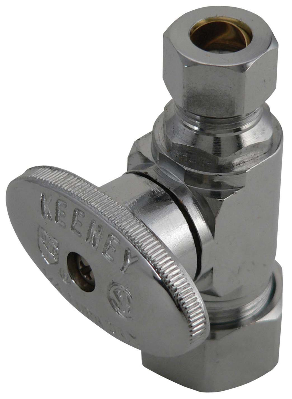 Keeney 2068PCLF 5/8-Inch O.D. by 3/8-Inch O.D. Compression Lead Free Quarter Turn Straight Valve, Chrome - NewNest Australia