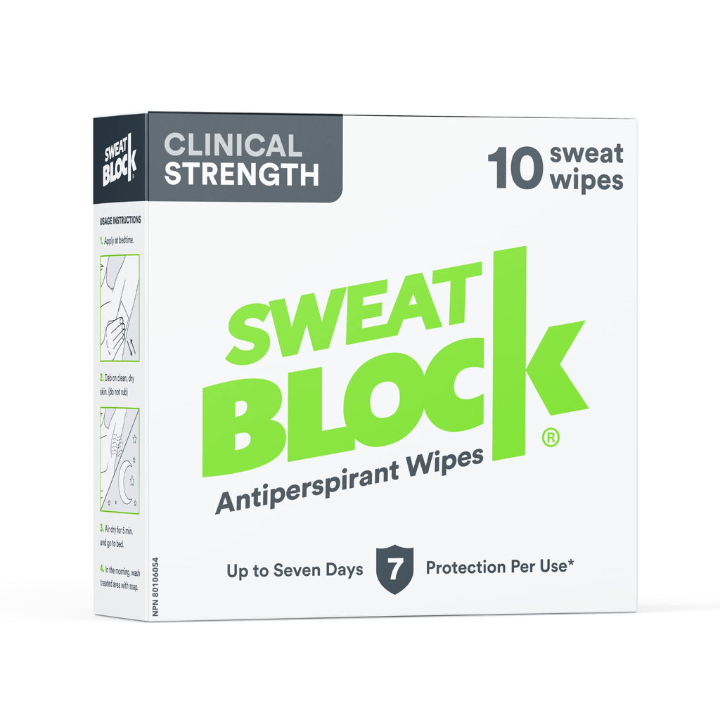 SweatBlock Clinical Strength DRIBOOST Antiperspirant Wipes - Treat Hyperhidrosis & Excessive Sweating for Men & Women - Up to 7 Days Sweat Protection Per Wipe - Dermatologist Tested, Unscented,10 ct. Clinical Protection 10 Wipes (1 Box) - NewNest Australia