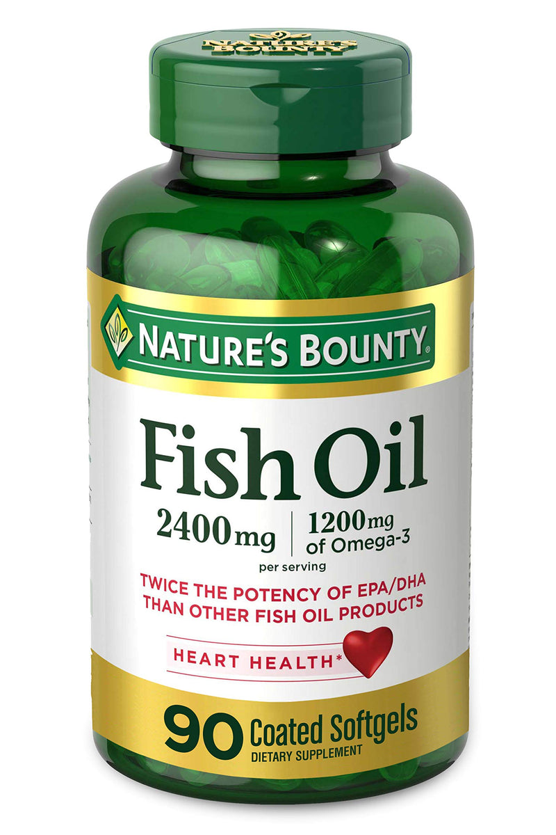 Fish Oil by Nature's Bounty, Dietary Supplement, Omega 3, Supports Heart Health, 2400 Mg, 90 Coated Softgels - NewNest Australia