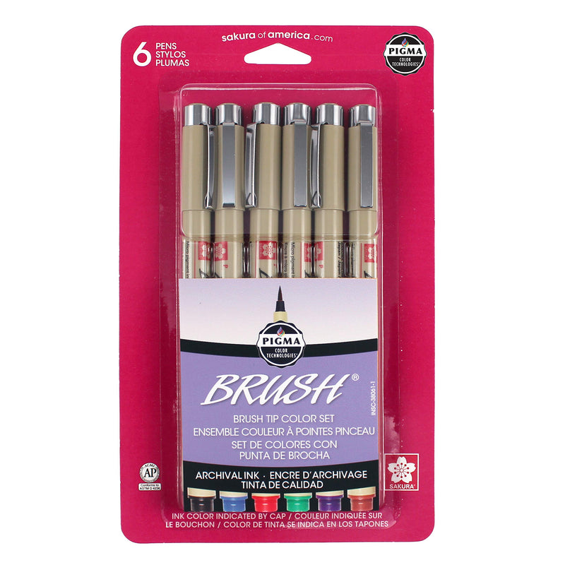 Sakura Archival Brush Pens, 6 Set, Colors May Vary 6 Color Set - NewNest Australia