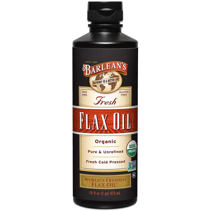 Barlean's Fresh Flaxseed Oil from Cold Pressed Flax Seeds - 7,640mg ALA Omega 3 Fatty Acids for Improving Heart Health - Vegan, USDA Organic, Non-GMO, Gluten Free - 16-Ounce 16 Fl Oz (Pack of 1) - NewNest Australia
