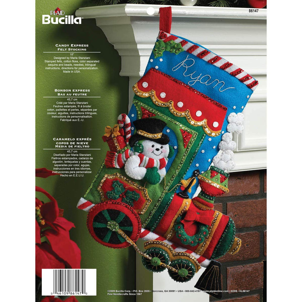 Bucilla Candy Express Christmas Stocking Felt Applique Kit, 86147 18-Inch, (418717) - NewNest Australia