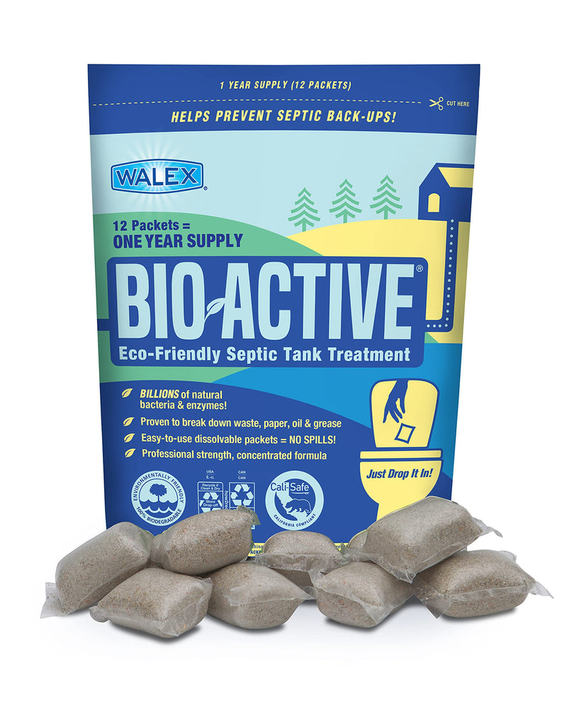 Walex BIO-31112 Bio-Active Drop-Ins Septic Additive, 12 Pack, 1 years supply, Multi-Color - NewNest Australia