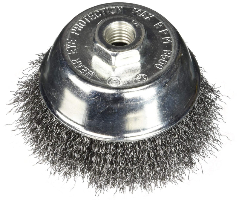 Firepower 1423-3158 Wire Cup Type Crimped Carbon Steel Wire Brush with 4-Inch Cup Diameter and 5/8-Inch NC Threaded Arbor 4-Inch Cup Diameter/ 5/8-Inch NC Threaded Arbor - NewNest Australia