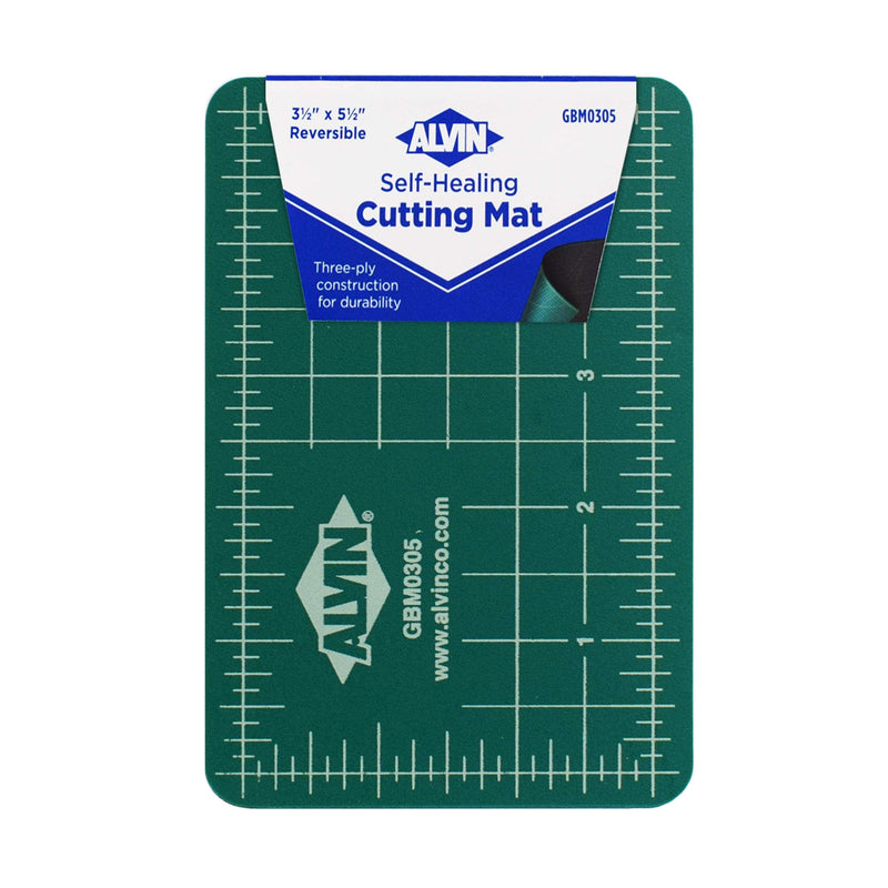 ALVIN GBM0305 Professional Self-Healing Cutting Mat, Green/Black Double-Sided, Rotary Cutting Board for Crafts, Sewing, Fabric - 3.5 x 5.5 inches 3.5" x 5.5" - NewNest Australia