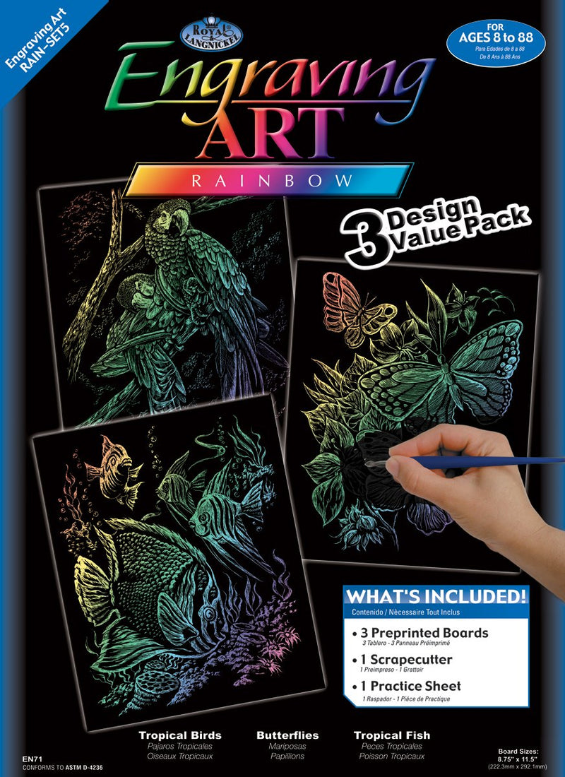 Royal and Langnickel Engraving Art 3 Design Value Pack, Rainbow - NewNest Australia