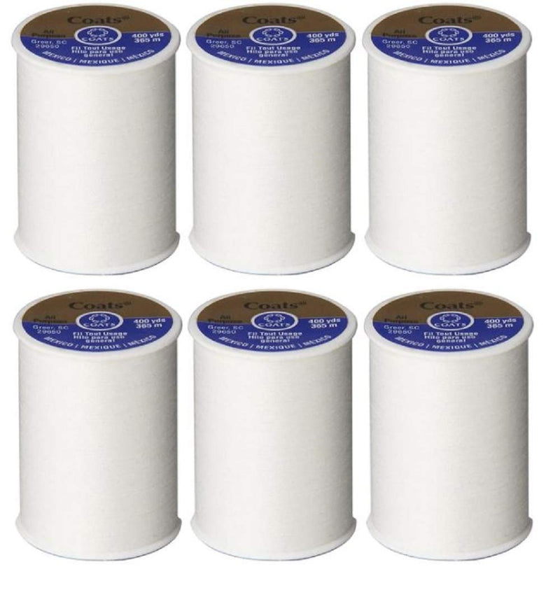 Coats & Clark Dual Duty All Purpose Thread 400 Yards White 230-1 (6-Pack) - NewNest Australia