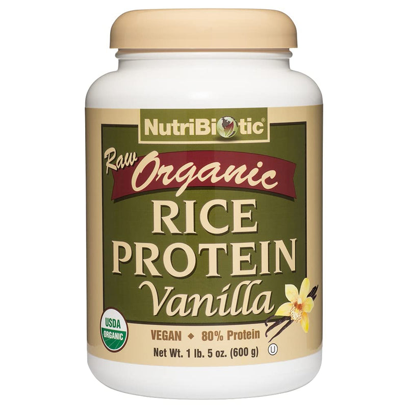 NutriBiotic Certified Organic Rice Protein Vanilla, 1 Lb. 5 Oz | Low Carbohydrate Vegan Protein Powder | Raw, Certified Kosher & Keto Friendly | Made without Chemicals, GMOs & Gluten | Easy to Digest - NewNest Australia