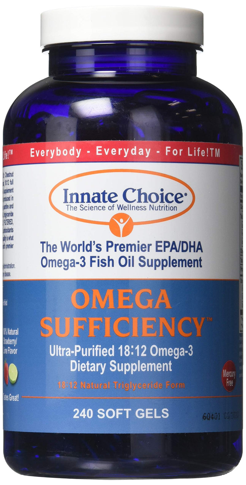 Fish Oil Capsules, Omega Sufficiency by Innate Choice, Strawberry Lime 240 Capsules - NewNest Australia