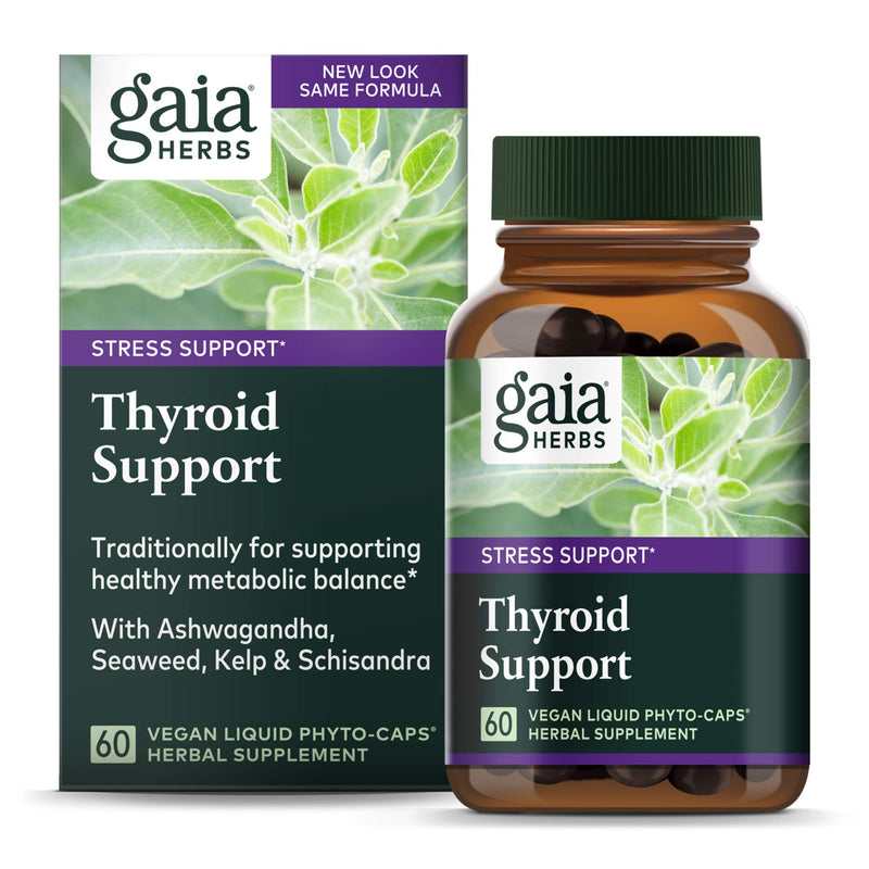 Gaia Herbs, Thyroid Support, Ashwaganda, Bladderwrack, Coleus, Kelp, Schisandra, Vegan Liquid Phyto Capsules, 60 Count Standard Packaging - NewNest Australia