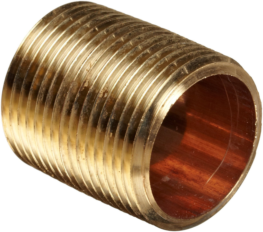 Anderson Metals - 38300-20 Red Brass Pipe Fitting, Close Nipple, 1-1/4" NPT Male, 1-5/8" Length 1-1/4" x 1-1/4" - NewNest Australia