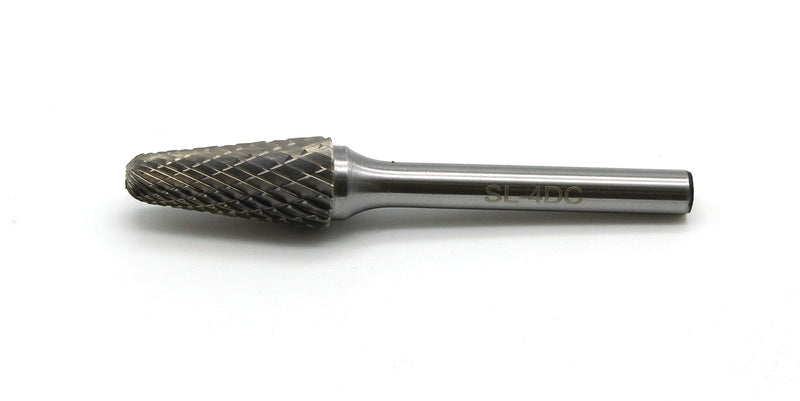 TEMO SL-4 Double Cut Carbide Rotary Burr File, 1/2 Inch Head 14 Degree Cone, 1/4 Inch Diameter 2 Inch Long Shank 2" SL-4 - NewNest Australia