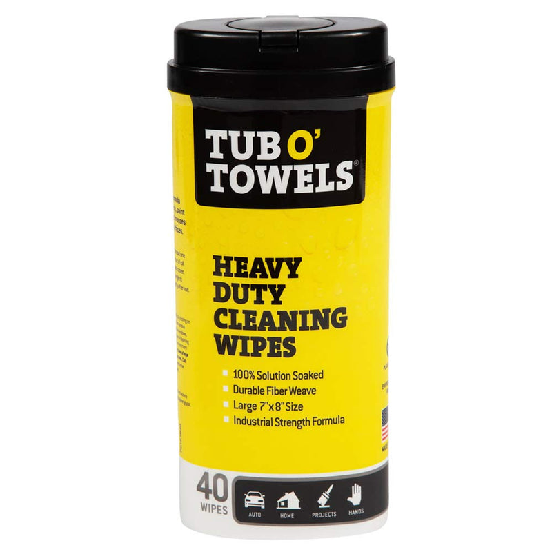 Tub O' Towels TW40 Heavy-Duty 7" x 8" Size Multi-Surface Cleaning Wipes, 40 Count Per Canister, White 1-Pack of TW40 (7" x 8" wipes) - NewNest Australia
