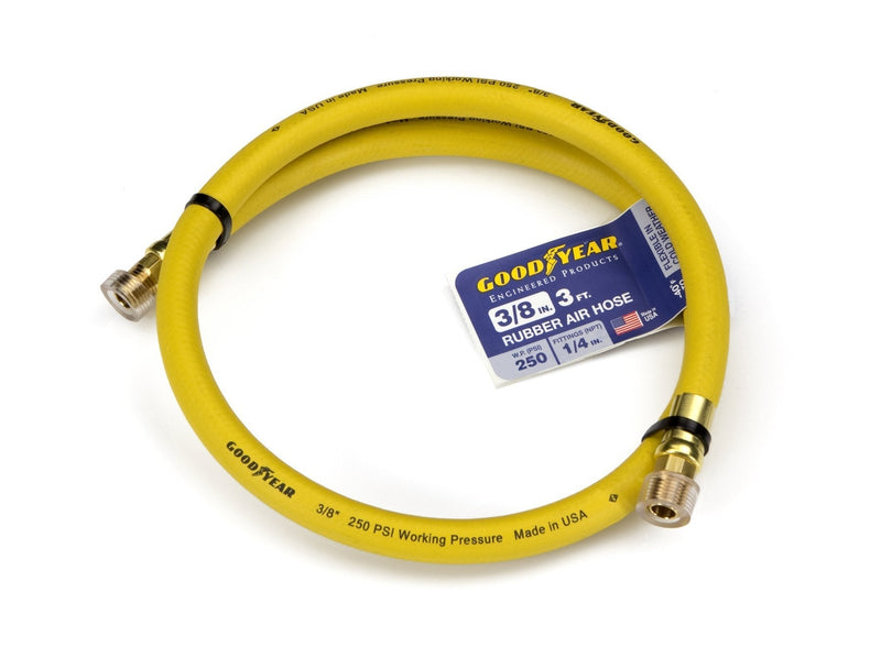 Goodyear 3' x 3/8" Rubber Whip Hose Yellow 250 Psi 3/8 in. by 3 ft. 250 PSI - NewNest Australia