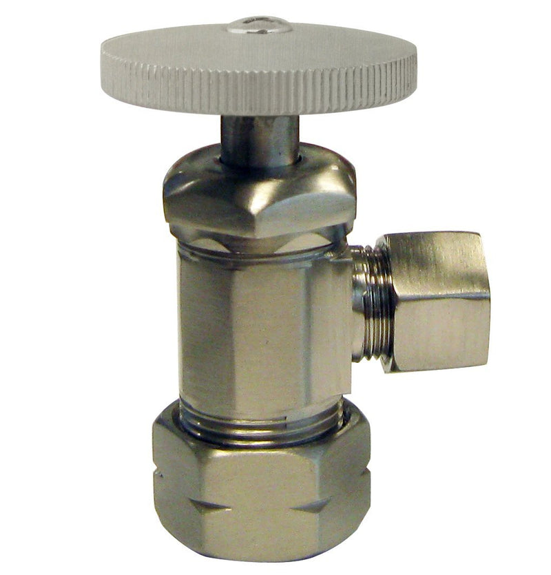 Westbrass Round Handle Angle Stop Shut Off Valve, 1/2" Copper Pipe Inlet with 3/8" Compression Outlet, Satin Nickel, D105-07 - NewNest Australia