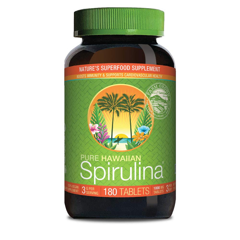 Pure Hawaiian Spirulina - 1000 mg Tablets 180 Count - Farm Grown in Hawaii since 1984 - Natural, Nutrient Rich Superfood - Immune Support, Detox & Energy – Vegan Complete Protein, Non-GMO Original - NewNest Australia