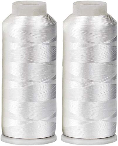 2 X-Large Cones Embroidery Bobbin Thread - 60wt for Machine Embroidery and Sewing Machines LintFree - 5500 Yards Each Two pack White - NewNest Australia