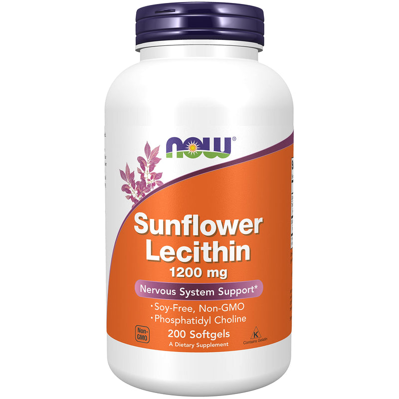 NOW Foods Supplements, Sunflower Lecithin 1200 mg with Phosphatidyl Choline, 200 Softgels - NewNest Australia