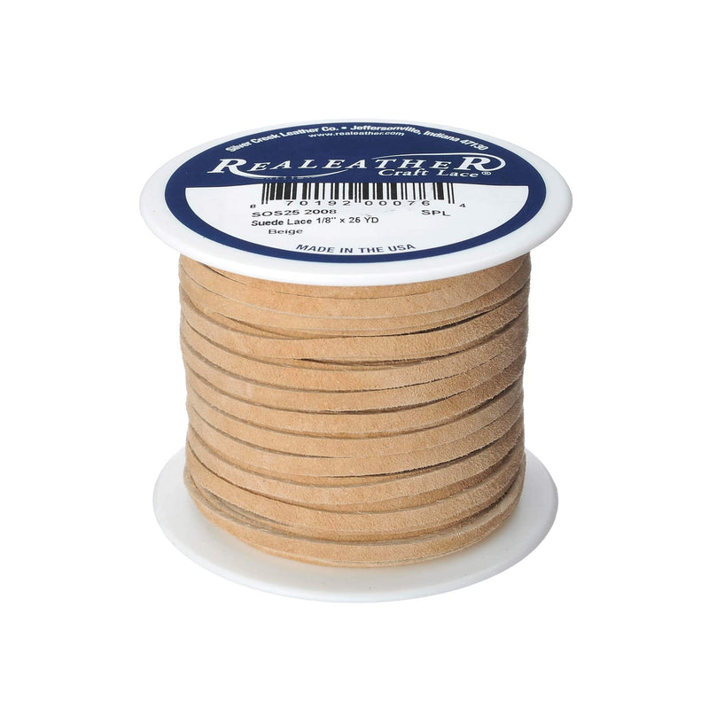 Realeather, Beige Suede Lace, 1/8" x25-yard Spool - NewNest Australia
