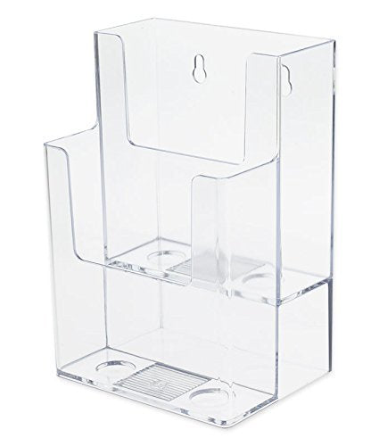 Source One LLC 4-Inch Wide 2 Tier Trifold Brochure Holder, Clea (1 Pack) 1 Pack Orignial - NewNest Australia