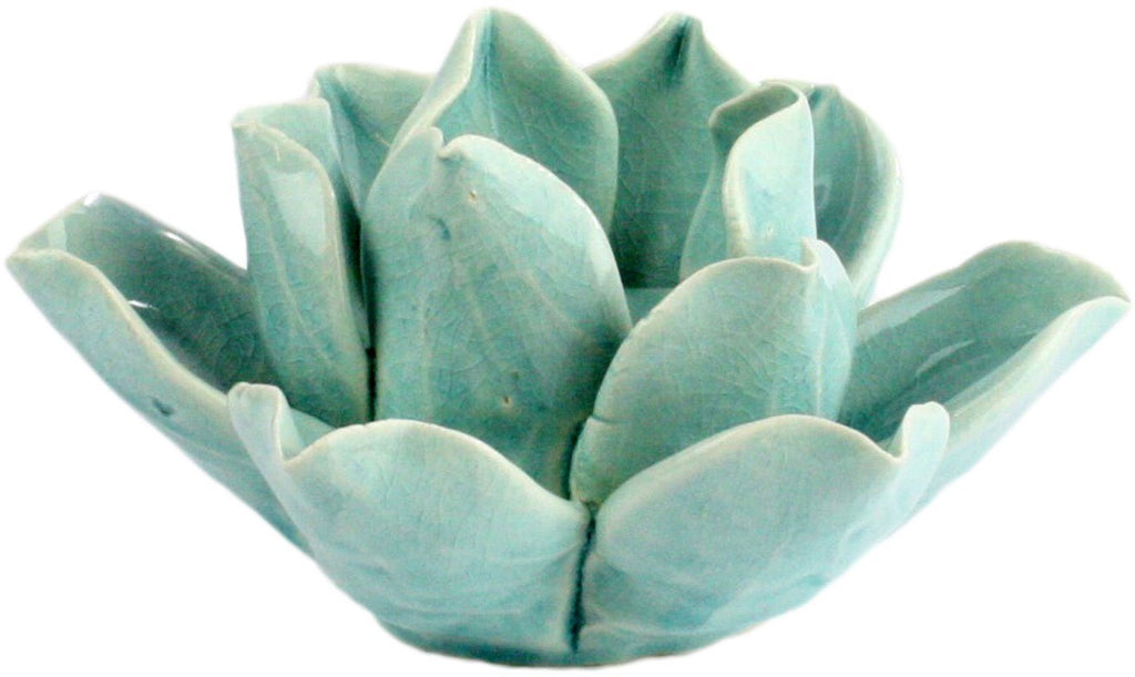 NewNest Australia - HomArt 7637-14 Lotus Tea Light Holder, Teal 