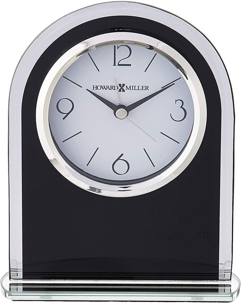 NewNest Australia - Howard Miller Ebony Luster Table Clock 645-702 – Modern Glass with Quartz, Alarm Movement 