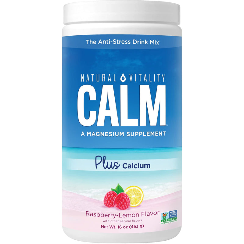 Natural Vitality Calm PLUS Calcium, Magnesium Citrate Supplement Powder, Anti-Stress Drink Mix, Raspberry Lemon, 16 Ounces (Package May Vary) - NewNest Australia