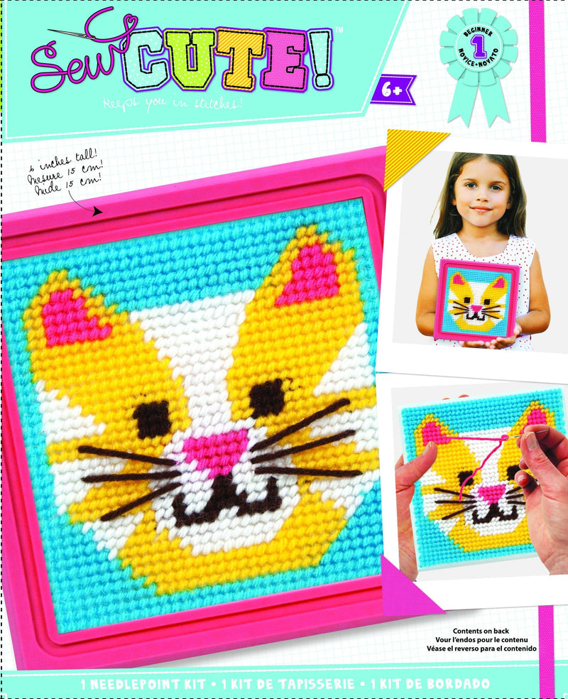 Colorbok 59338 Cat Learn to Sew Needlepoint Kit, 6-Inch by 6-Inch Pink Frame 1 PACK - NewNest Australia